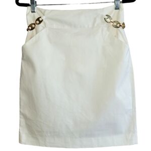 Milly New York Pencil Skirt White Gold Chain Size 4 Millys NY Made in the USA